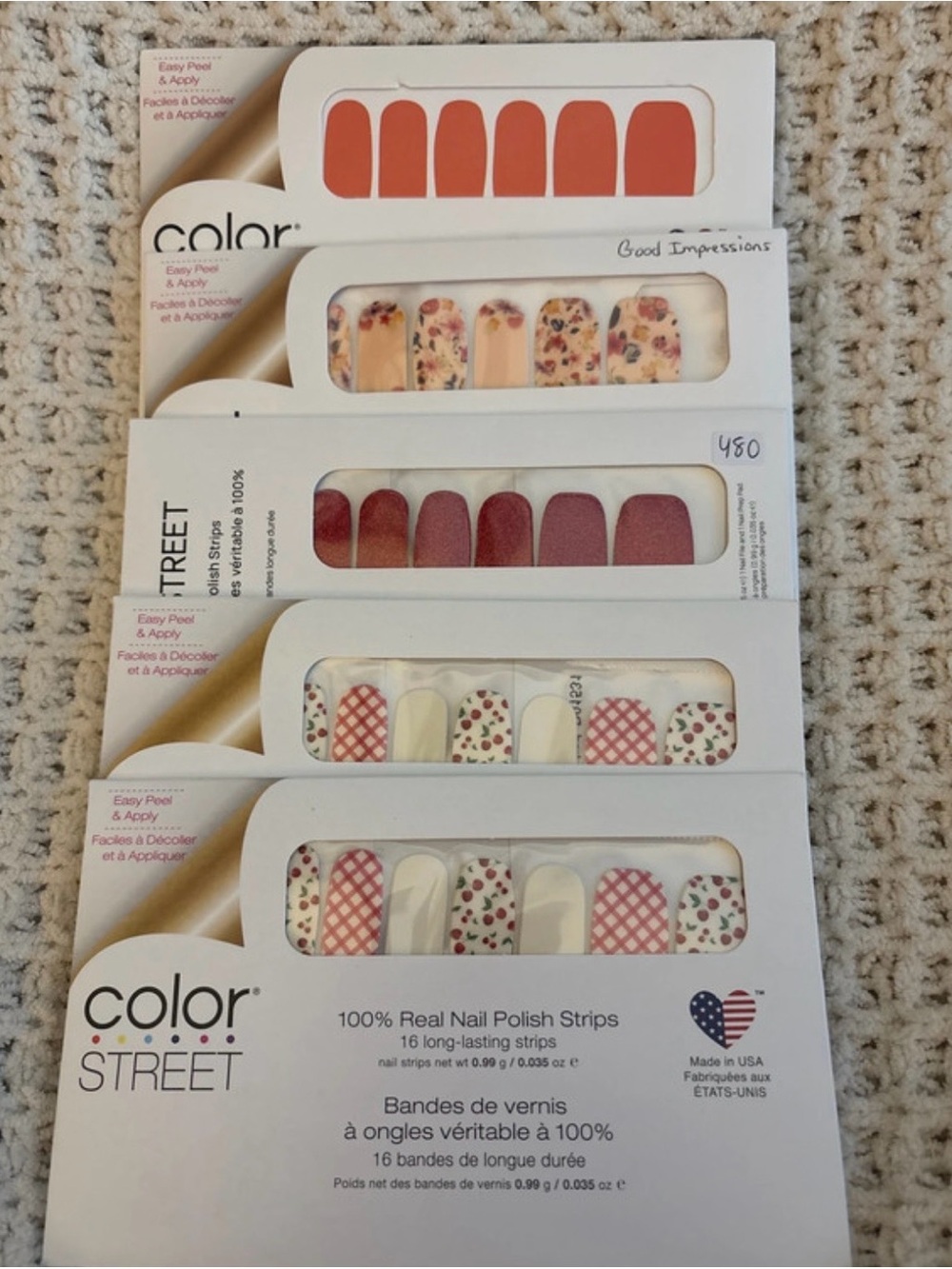 Color Street Nail Polish Strips — Coral, Peach, Cream & Floral Mix